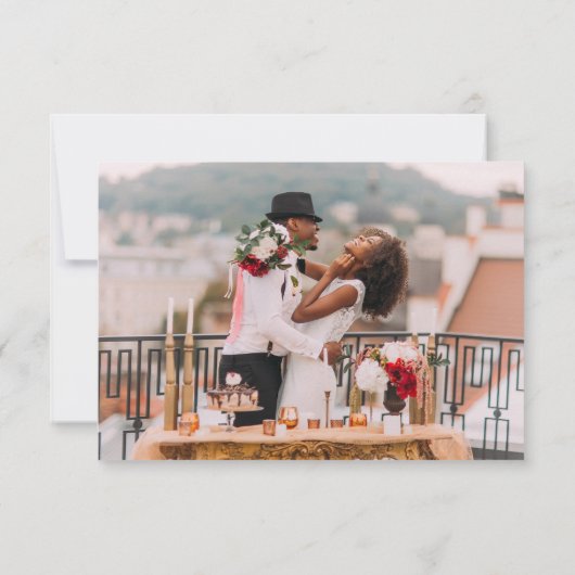 両面ハートスクリプトフォト結婚ズ サンキューカード (裏面)