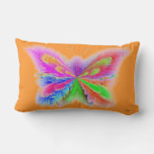 両面バタフライアートブルーとオレンジ ランバークッション (裏面)