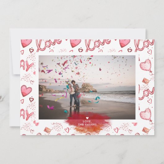 両面バレンタインの写真カード | 赤の愛 シーズンカード (裏面)