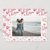 両面バレンタインの写真カード | 赤の愛 シーズンカード (正面/裏面)