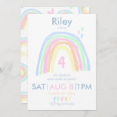 両面パステルレインボーバースデーパーティー 招待状 (正面/裏面)