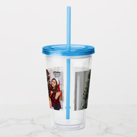 両面パーソナライズされたの家族のクリスマスフォト アクリルタンブラー (右)