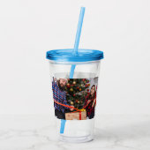 両面パーソナライズされたの家族のクリスマスフォト アクリルタンブラー (裏面)