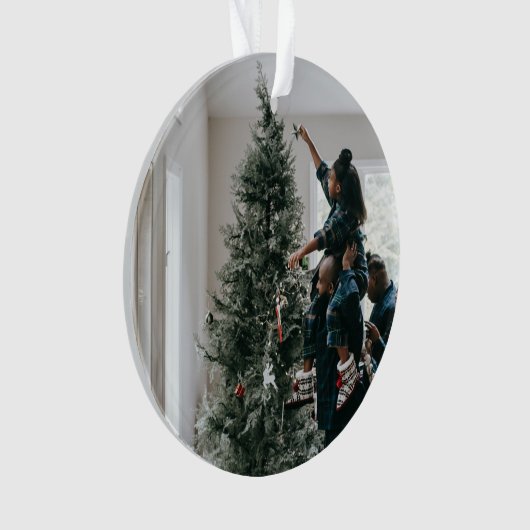 両面パーソナライズされたの家族のクリスマスフォト オーナメント (正面)