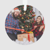 両面パーソナライズされたの家族のクリスマスフォト オーナメント (裏面)