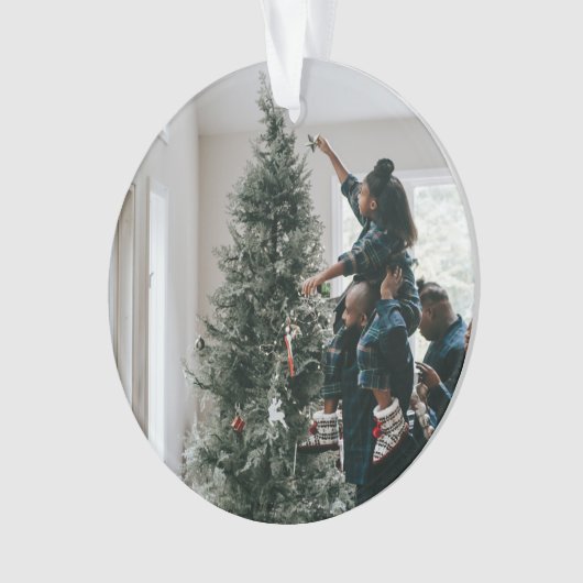 両面パーソナライズされたの家族のクリスマスフォト オーナメント (正面)