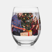 両面パーソナライズされたの家族のクリスマスフォト ステムなしワイングラス (裏面)