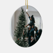両面パーソナライズされたの家族のクリスマスフォト セラミックオーナメント (右)