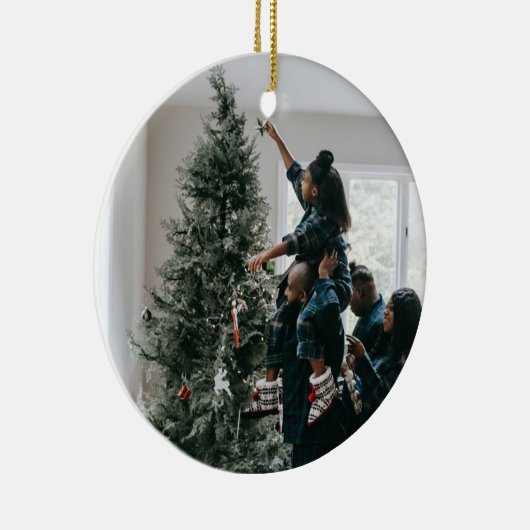 両面パーソナライズされたの家族のクリスマスフォト セラミックオーナメント (右)