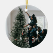 両面パーソナライズされたの家族のクリスマスフォト セラミックオーナメント (正面)