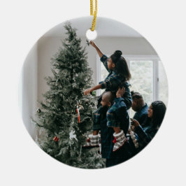 両面パーソナライズされたの家族のクリスマスフォト セラミックオーナメント
