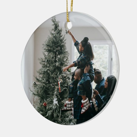両面パーソナライズされたの家族のクリスマスフォト セラミックオーナメント (左)
