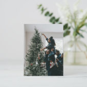 両面パーソナライズされたの家族のクリスマスフォト ポストカード (スタンド正面)