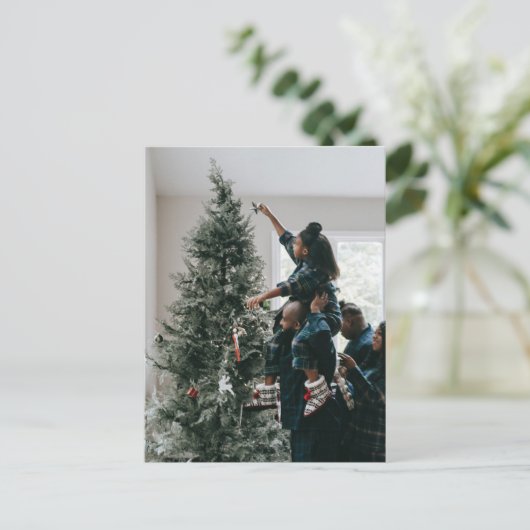 両面パーソナライズされたの家族のクリスマスフォト ポストカード (スタンド正面)