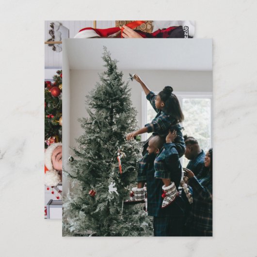 両面パーソナライズされたの家族のクリスマスフォト ポストカード (正面/裏面)