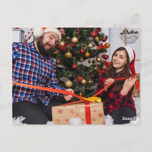 両面パーソナライズされたの家族のクリスマスフォト ポストカード (裏面)