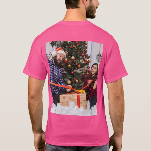 両面パーソナライズされたの家族のクリスマスフォト Tシャツ (裏面)