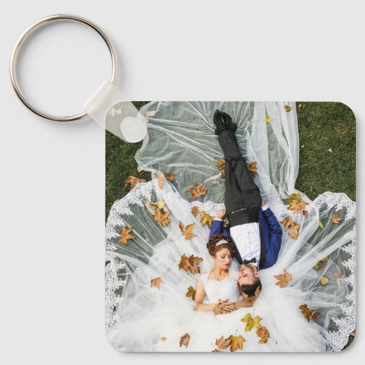 両面パーソナライズされたの家族写真 キーホルダー (正面)