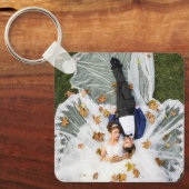 両面パーソナライズされたの家族写真 キーホルダー (正面)