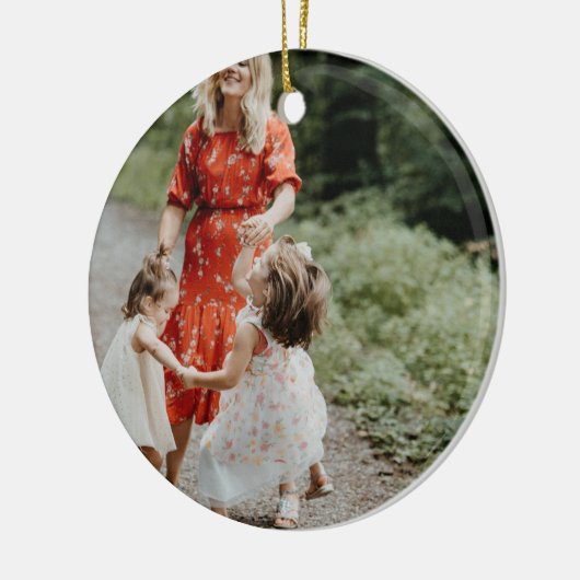 両面パーソナライズされたの家族写真 セラミックオーナメント (左)