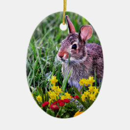 両面パーソナライズされたハッピーイースター セラミックオーナメント