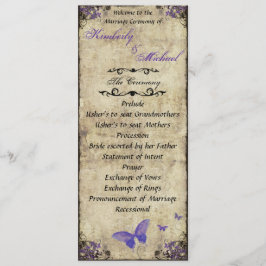両面パープルバタフライ結婚式 プログラム