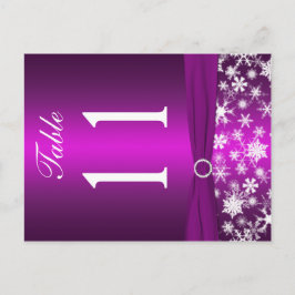 両面パープル白い雪片テーブル番号 ポストカード