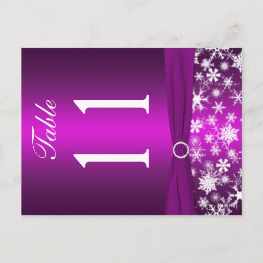 両面パープル白い雪片テーブル番号 ポストカード (正面)