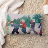 両面ビンテージクリスマスアート枕 ランバークッション (ブランケット)