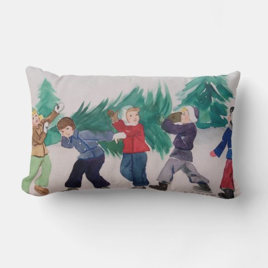 両面ビンテージクリスマスアート枕 ランバークッション (正面)