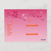 両面ピンクとオレンジのフローラテーブル番号 ポストカード (裏面)