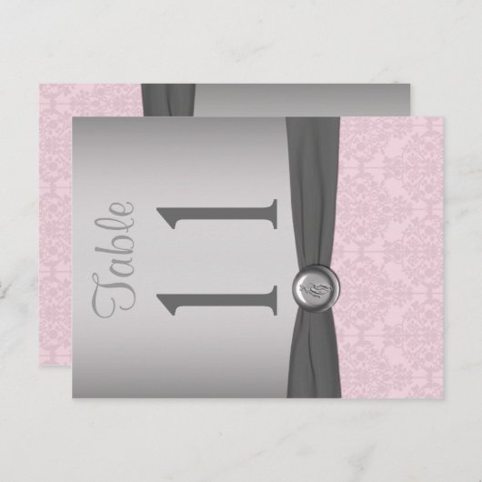 両面ピンクとグレーのダマスクのテーブル番号 ポストカード (正面/裏面)