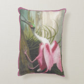 両面ピンクグリーンのオードボンスポンビル鳥 アクセントクッション (裏面(縦))