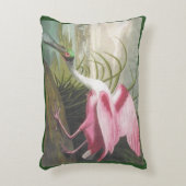 両面ピンクグリーンのオードボンスポンビル鳥 アクセントクッション (正面(垂直))