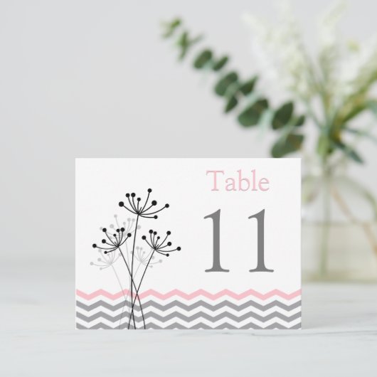 両面ピンク灰色の白い山形の表の番号 ポストカード (スタンド正面)