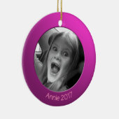 両面ピンク2 xカスタム写真と文字 セラミックオーナメント (右)