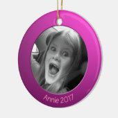 両面ピンク2 xカスタム写真と文字 セラミックオーナメント (左)