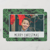 両面フォトグリーンパインクリスマスホリデーカード シーズンカード (正面/裏面)