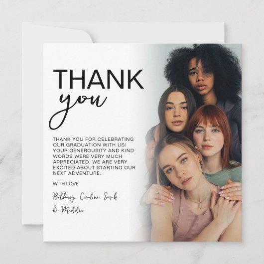 両面フォトグループ卒業パーティー サンキューカード (正面)