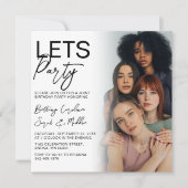 両面フォトグループ誕生日パーティー 招待状 (正面)