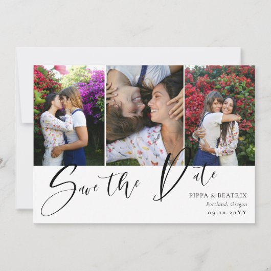 両面フォトコラージュ結婚式の日付の保存 セーブザデート (正面)