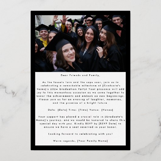 両面フォトハイスクール2025卒業パーティー 箔招待状 (裏面)