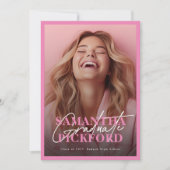 両面フォトピンク大学の卒業パーティー 招待状 (正面)