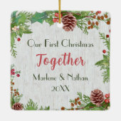 両面フォトホリカスタムー素朴パイン セラミックオーナメント (裏面)