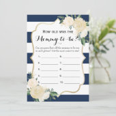 両面フラワー ネイビー ベビーシャワー ゲーム 招待状 (スタンド正面)