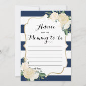 両面フラワー ネイビー ベビーシャワー ゲーム 招待状 (裏面)