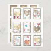 両面フランスのハート切手1 x 1.5インチ (正面/裏面)