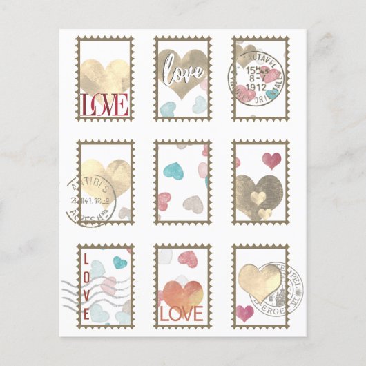 両面フランスのハート切手1 x 1.5インチ (正面)