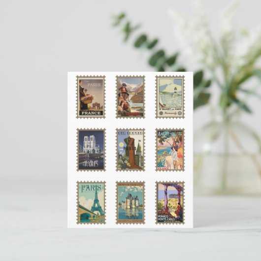 両面フランスの旅行切手1 x 1.5インチ (スタンド正面)