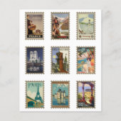 両面フランスの旅行切手1 x 1.5インチ (正面)